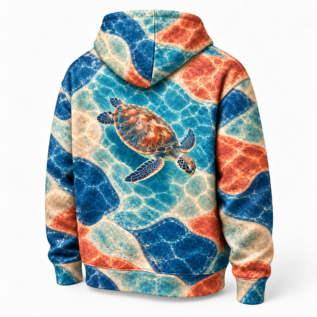 Tide Tiles Sea Turtle Hoodie — Oversized Rounded Tile Print