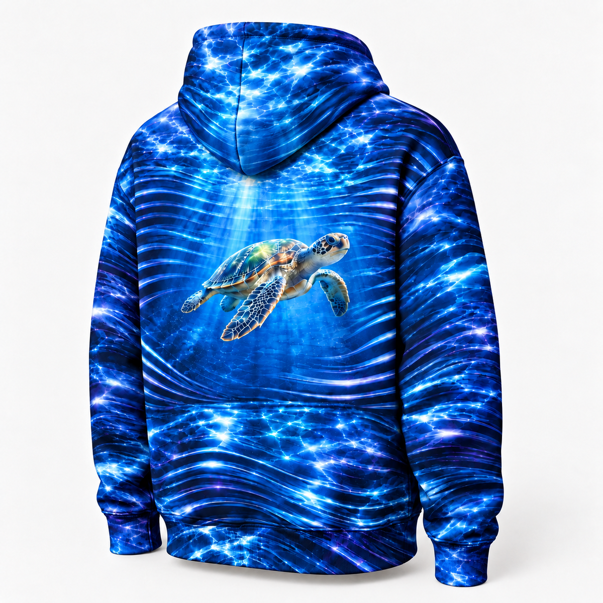 Lenticular Sea — Sea Turtle Hoodie — Layered Refraction Print