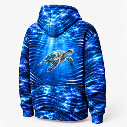 Lenticular Sea — Sea Turtle Hoodie — Layered Refraction Print