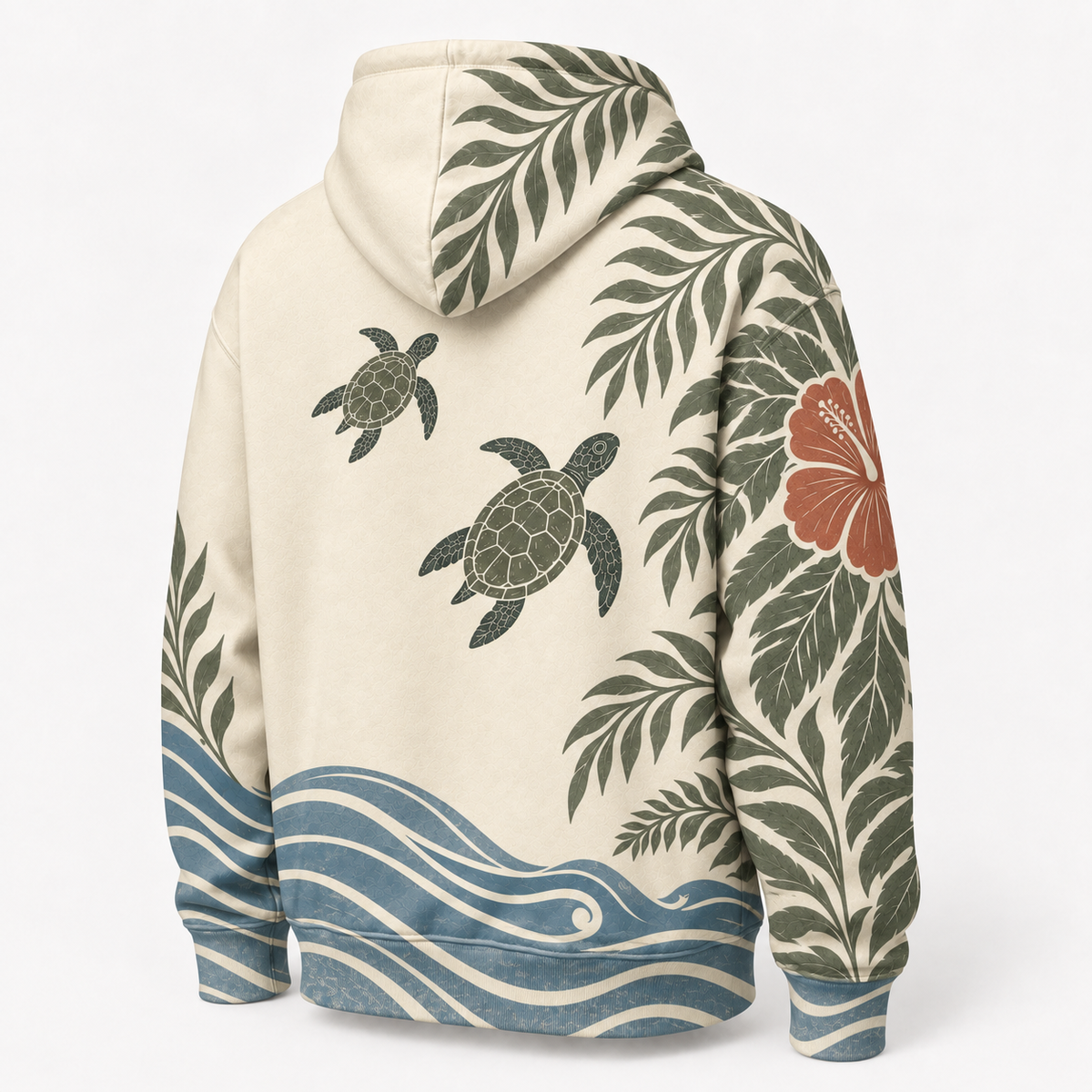 Fern Cove Sea Turtle Hoodie – Vintage Botanical Print
