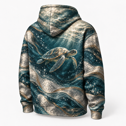 Pewter Tides Sea Turtle Hoodie — Brushed Relief Print