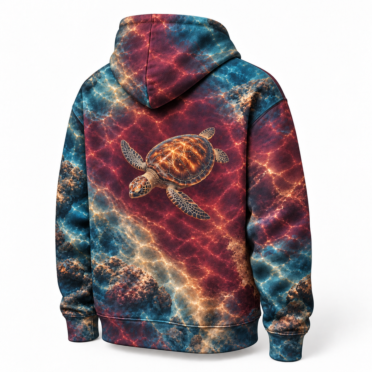 Mulled Coast Sea Turtle Hoodie — Rich Coastal Color Print