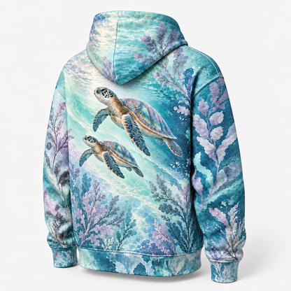 Opal Lagoon Sea Turtle Hoodie — Mint Lagoon Print
