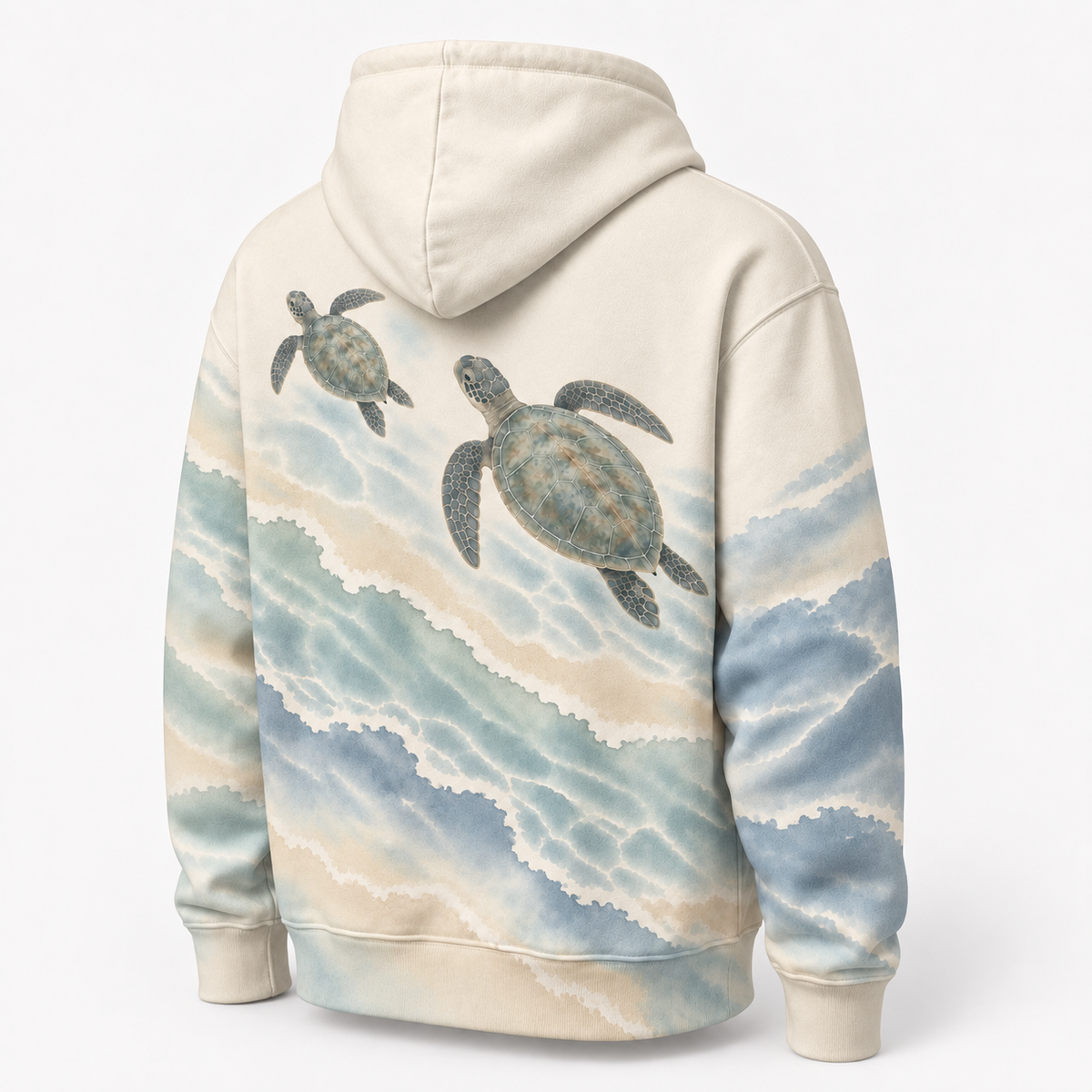 Honu Shallows Sea Turtle Hoodie — Soft Coastal Watercolor Print