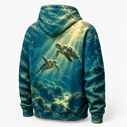 Passing Light Sea Turtle Hoodie — Companion Lightbeam Print