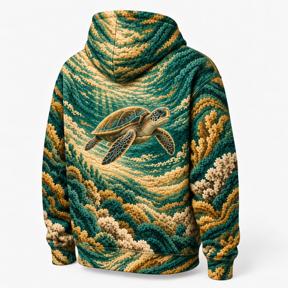 Chenille Drift Sea Turtle Hoodie — Chenille Illusion Print