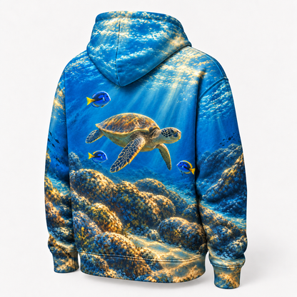 Cleaning Station Sea Turtle Hoodie — Reef Fish Encounter Print