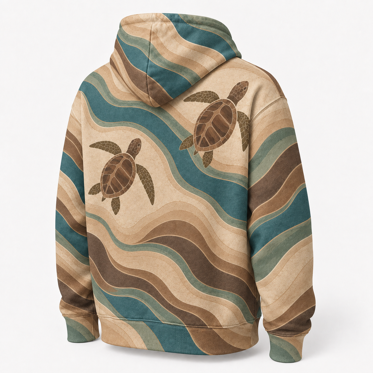 Contour Lagoon Sea Turtle Hoodie – Earth Tone Current Print