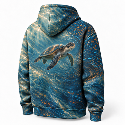 Magnetic Tide Sea Turtle Hoodie — Flow Field Print