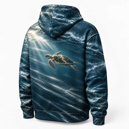 Rainfront Escape Sea Turtle Hoodie — Stormlight Ocean Print