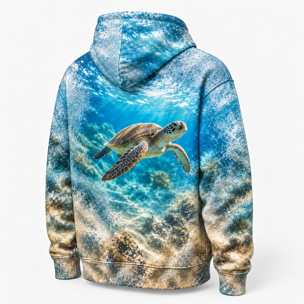 Frosted View Sea Turtle Hoodie — Glass Texture Print
