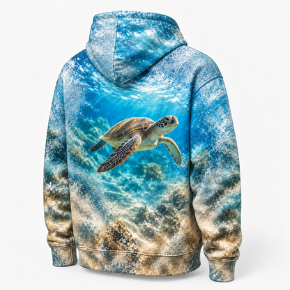 Frosted View Sea Turtle Hoodie — Glass Texture Print