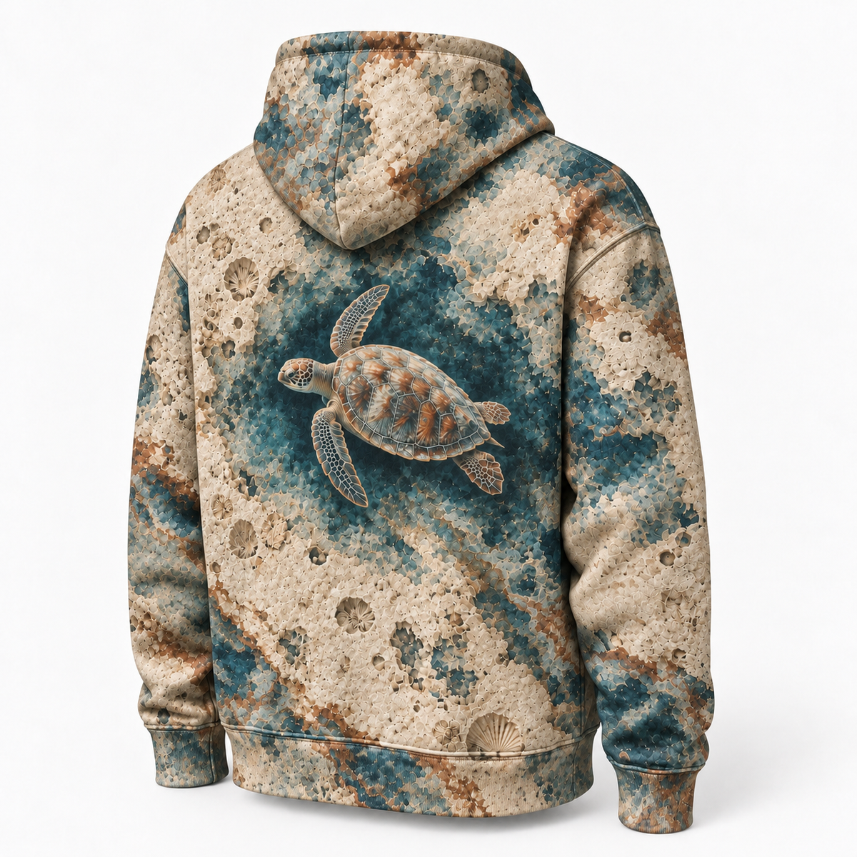 Limestone Drift Sea Turtle Hoodie — Chalk Coast Relief Print