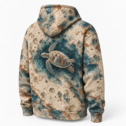 Limestone Drift Sea Turtle Hoodie — Chalk Coast Relief Print