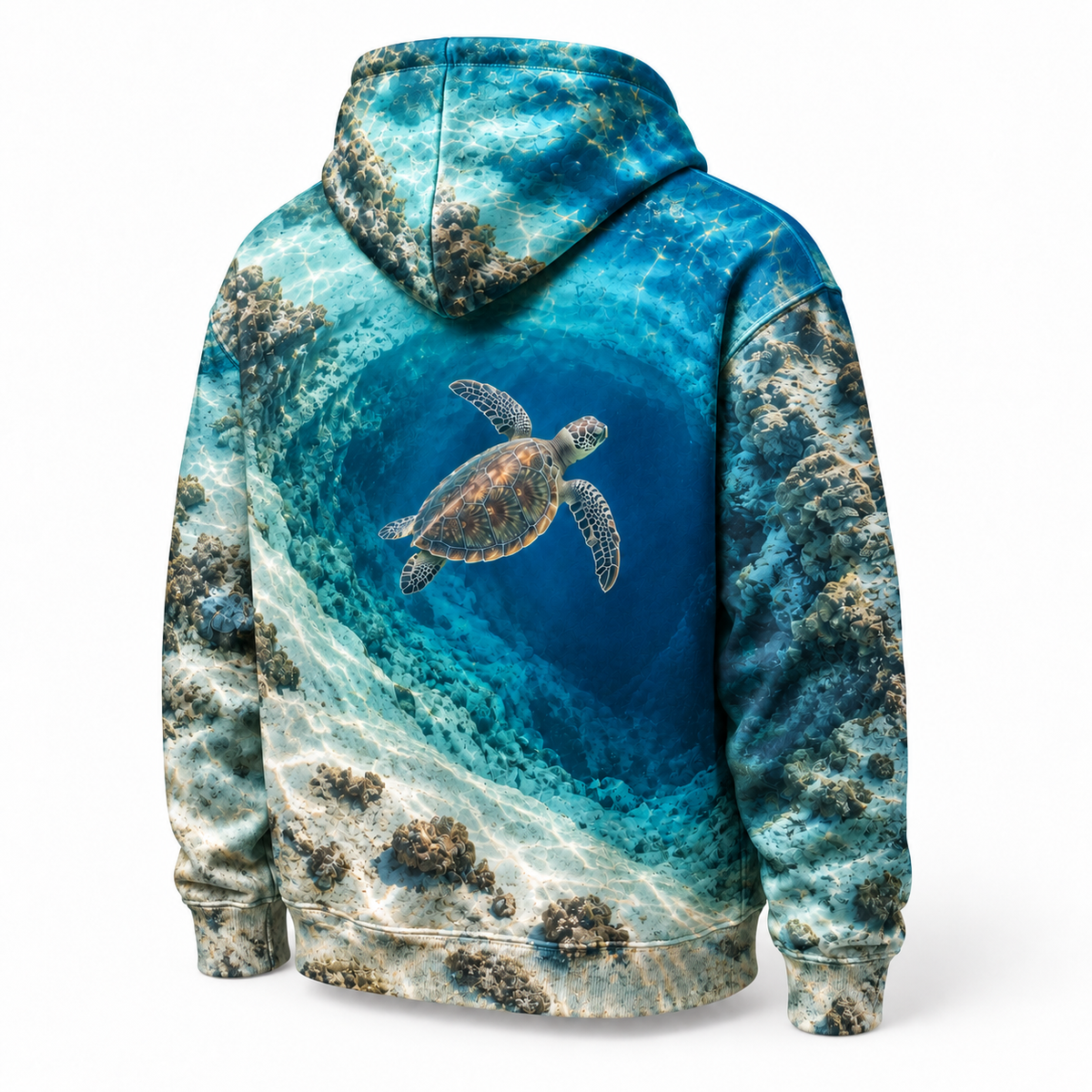 Bluehole Descent Sea Turtle Hoodie — Deep Water Basin Print
