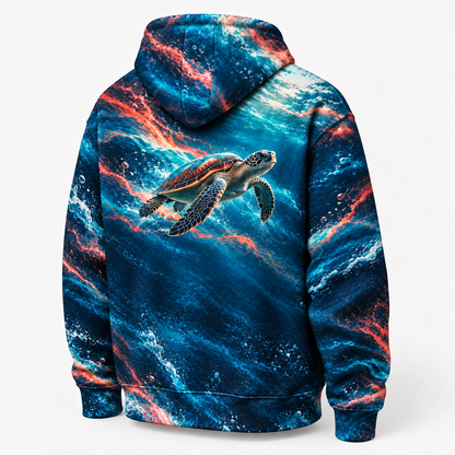 Chromatic Slipstream Sea Turtle Hoodie — Color Echo Print