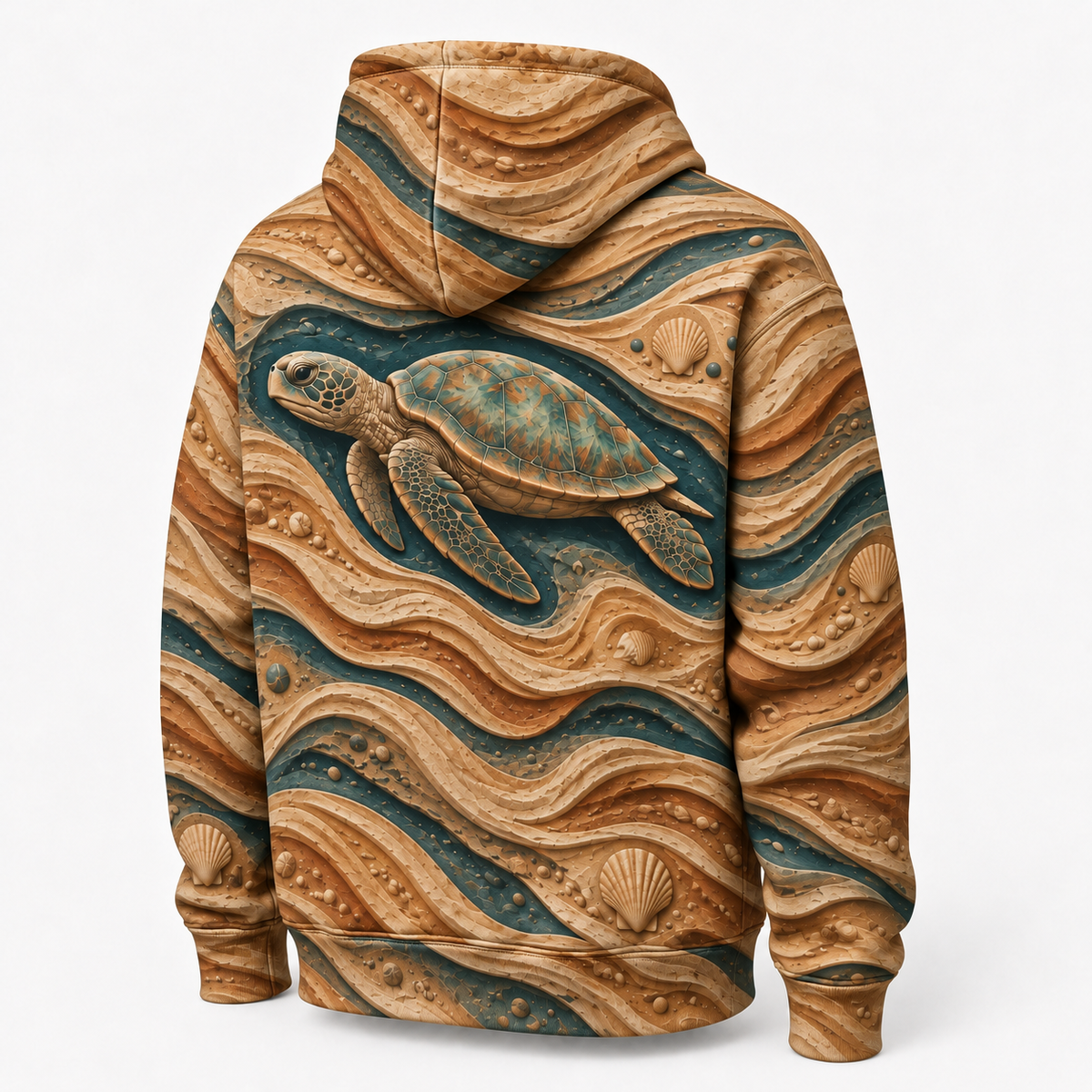 Dune Relief Sea Turtle Hoodie — Sculpted Sand Print