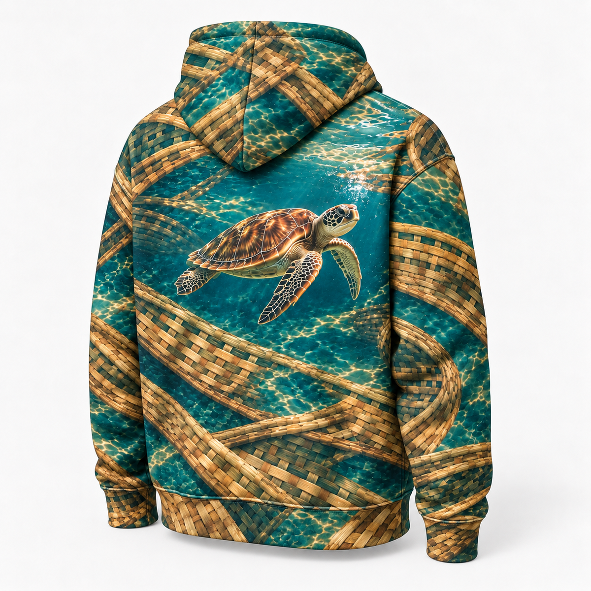 Basketwater Sea Turtle Hoodie — Basket Weave Print
