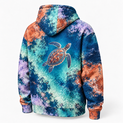 Contourless Coast Sea Turtle Hoodie — Organic Color Shapes Print
