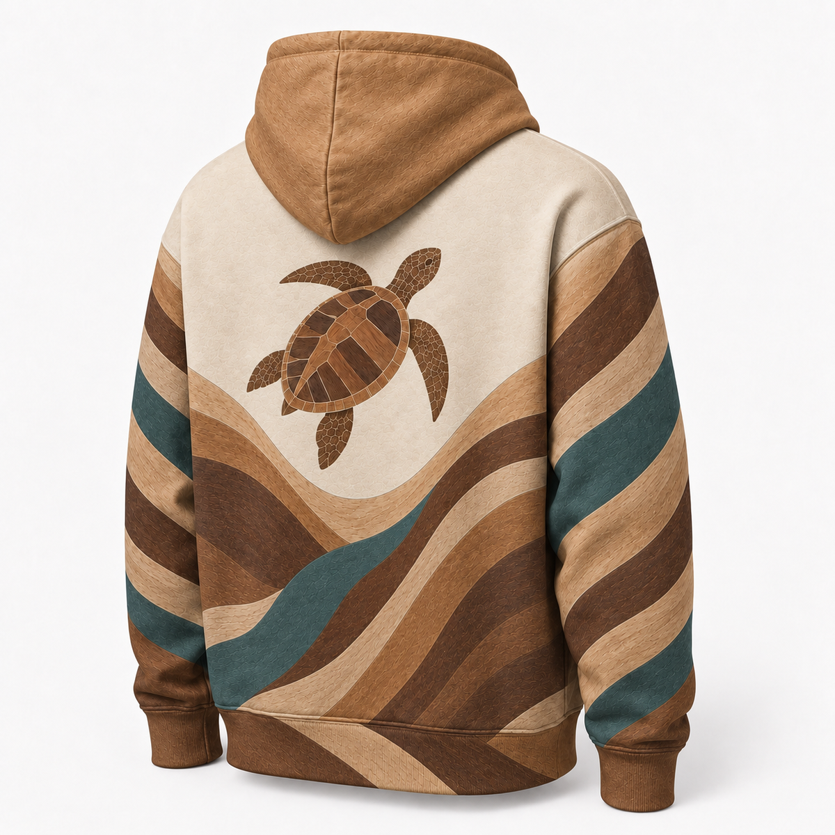 Amber Estuary Sea Turtle Hoodie – Earth Tone Inlay Print