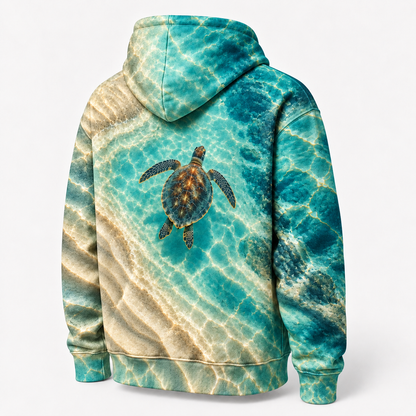 Sandbar Cutaway Sea Turtle Hoodie — Shallow Basin Print