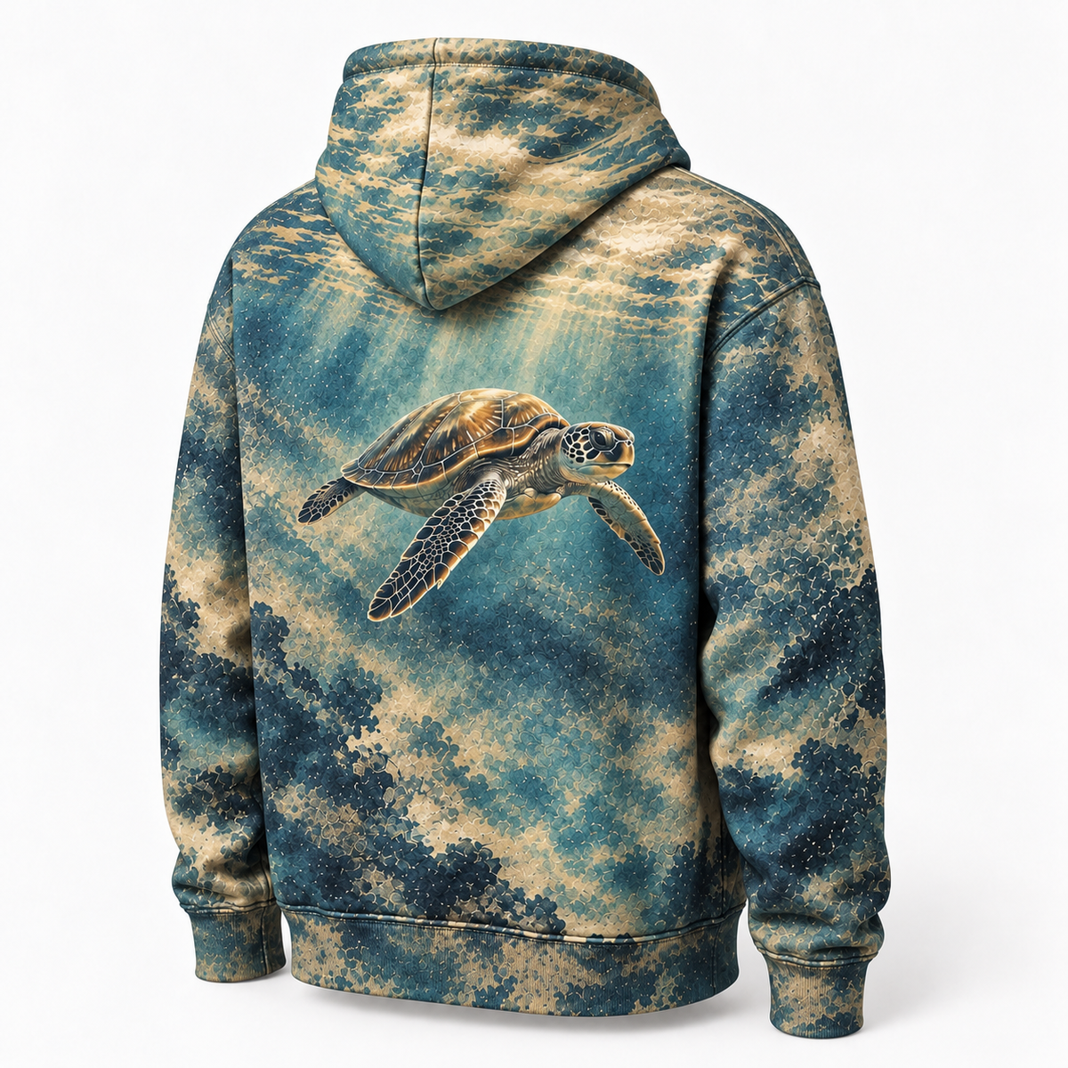 Soft Etch Sea Turtle Hoodie — Aquatint Ocean Print