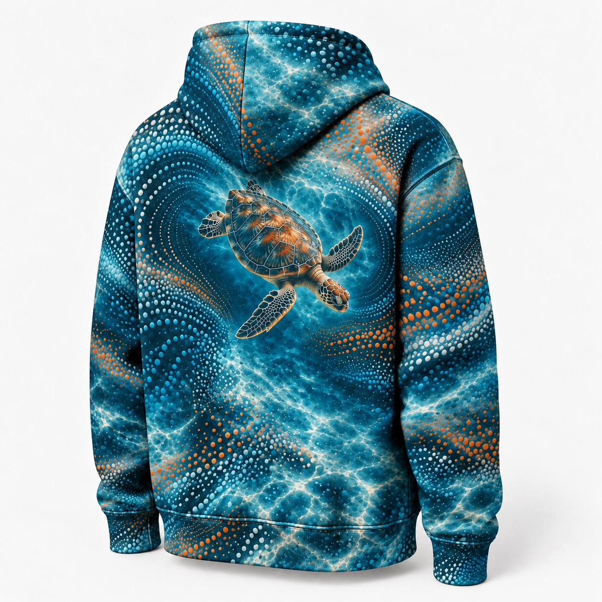Tide Frequency Sea Turtle Hoodie — Interference Dot Print