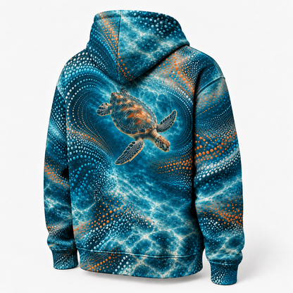 Tide Frequency Sea Turtle Hoodie — Interference Dot Print