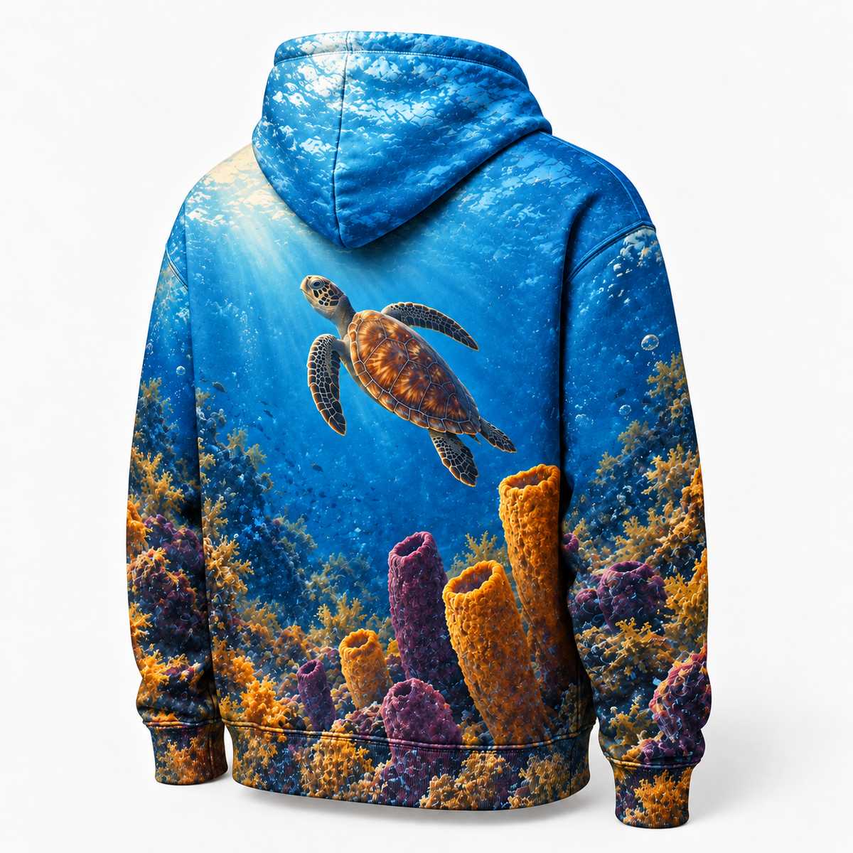 Sponge Garden Sea Turtle Hoodie — Marine Sponge Print