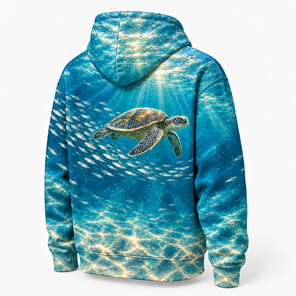 Silver Escort Sea Turtle Hoodie — Fish School Print