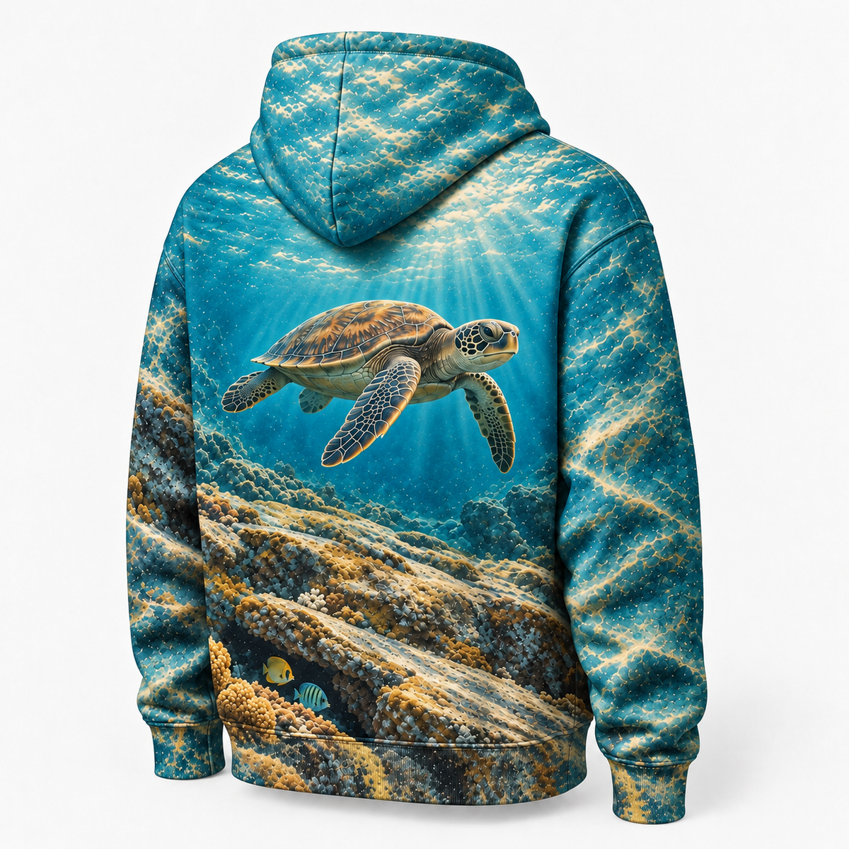Reef Lookout Sea Turtle Hoodie — Rock Ledge Encounter Print