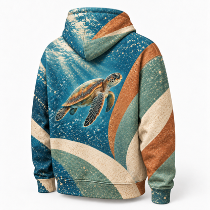 Arc Balance Sea Turtle Hoodie — Asymmetric Arc Print