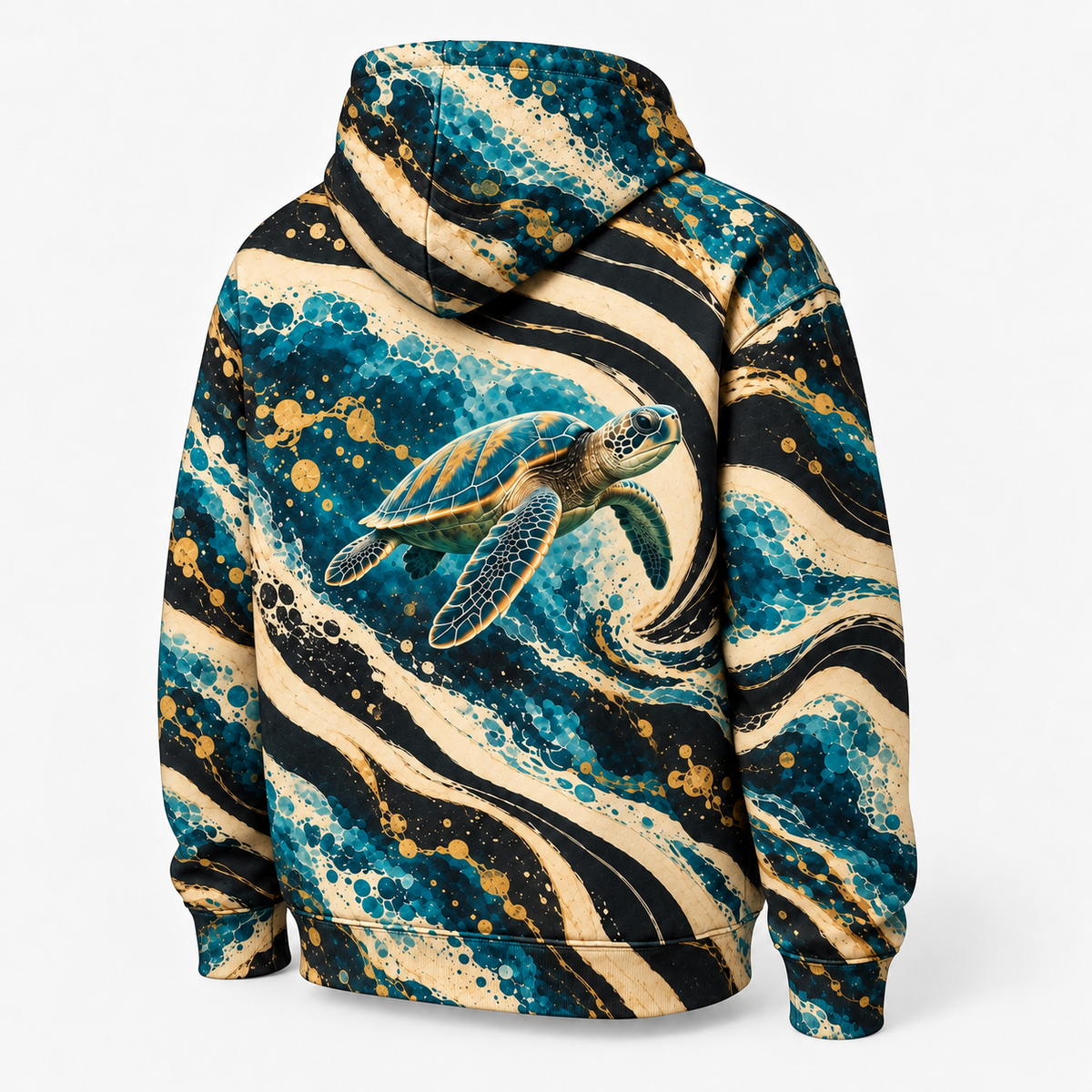 Op Current Sea Turtle Hoodie — Optical Stripe Print