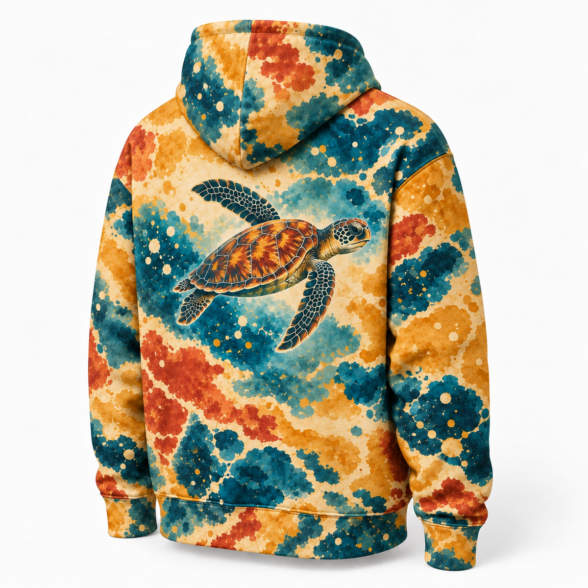 Waxwater Study Sea Turtle Hoodie — Wax Resist Ocean Print