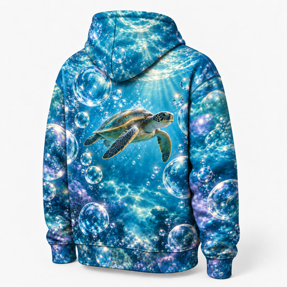 Bubble Atrium Sea Turtle Hoodie — Underwater Bubble Print