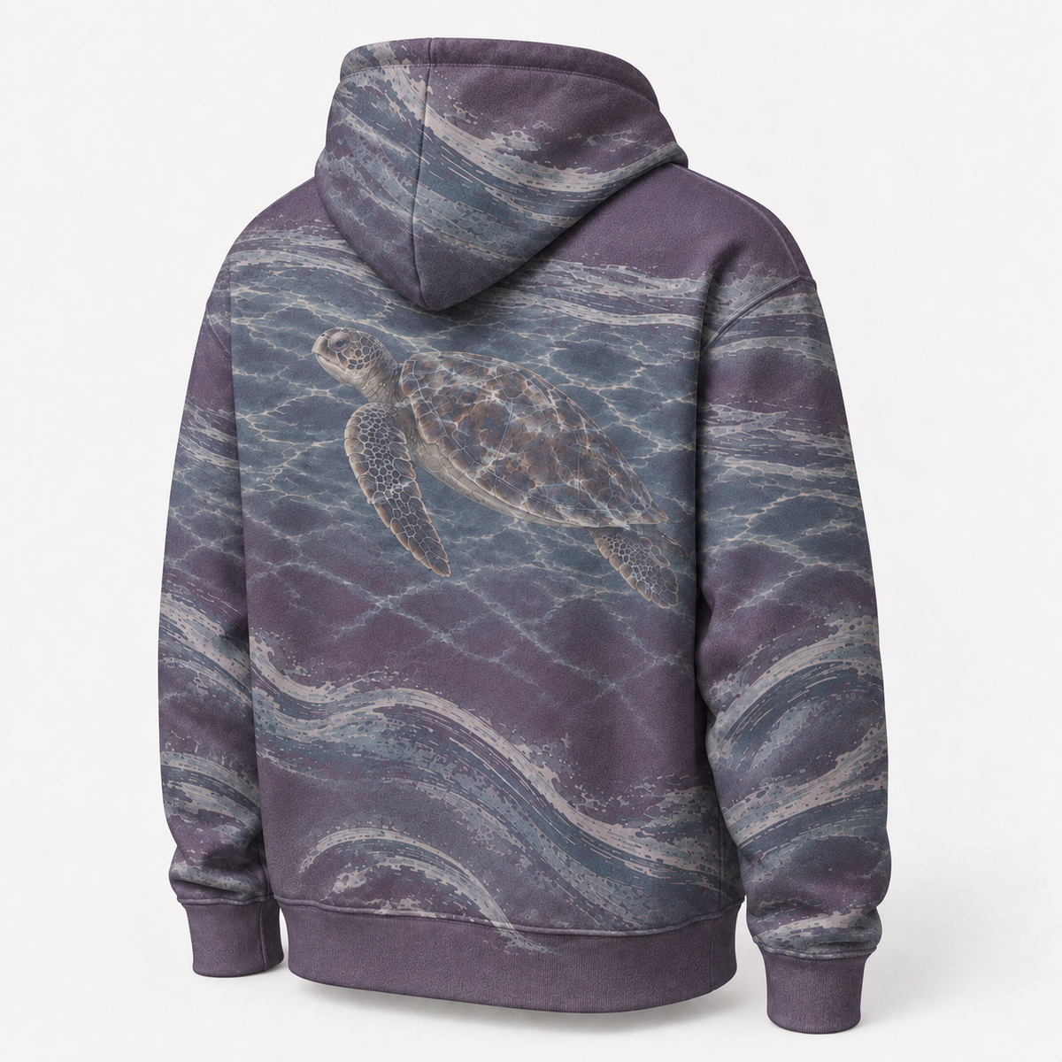 Twilight Moon Sea Turtle Hoodie — Purple Night Wave Print
