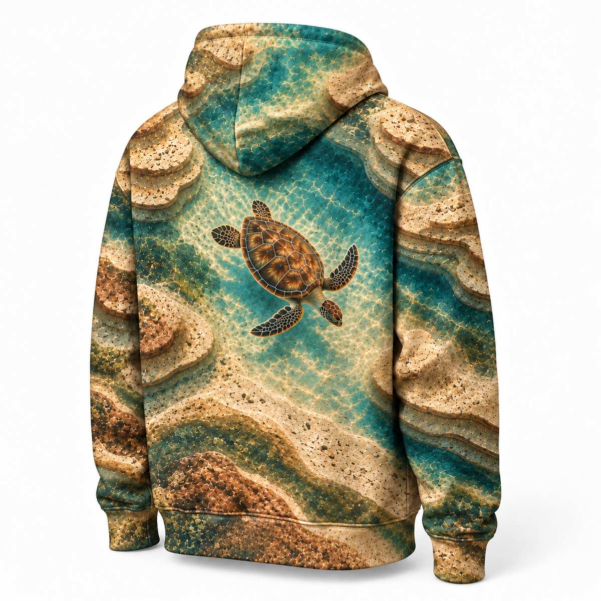 Tidal Terraces Sea Turtle Hoodie — Sediment Relief Print