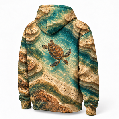 Tidal Terraces Sea Turtle Hoodie — Sediment Relief Print