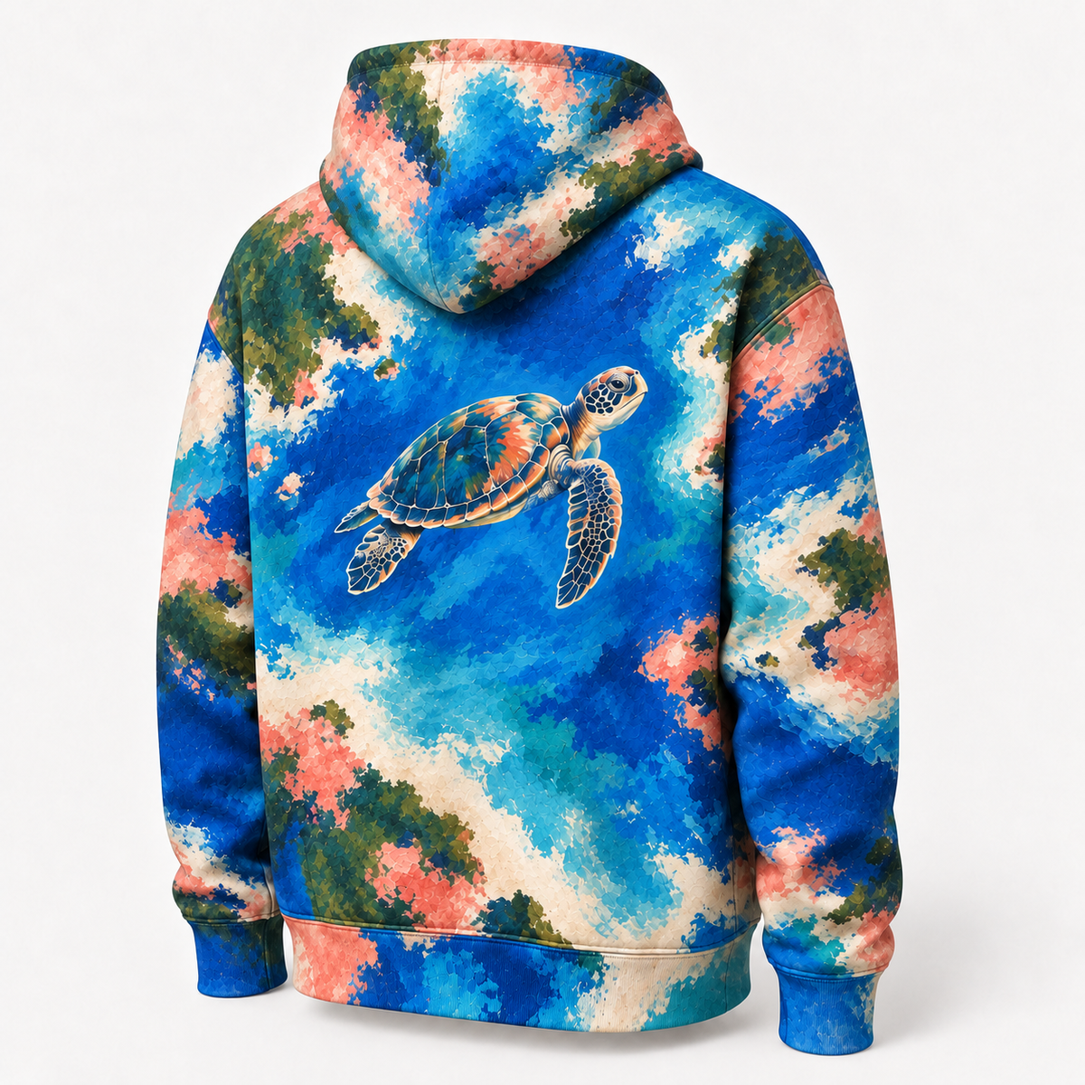 Gouache Islands Sea Turtle Hoodie — Opaque Brush Print