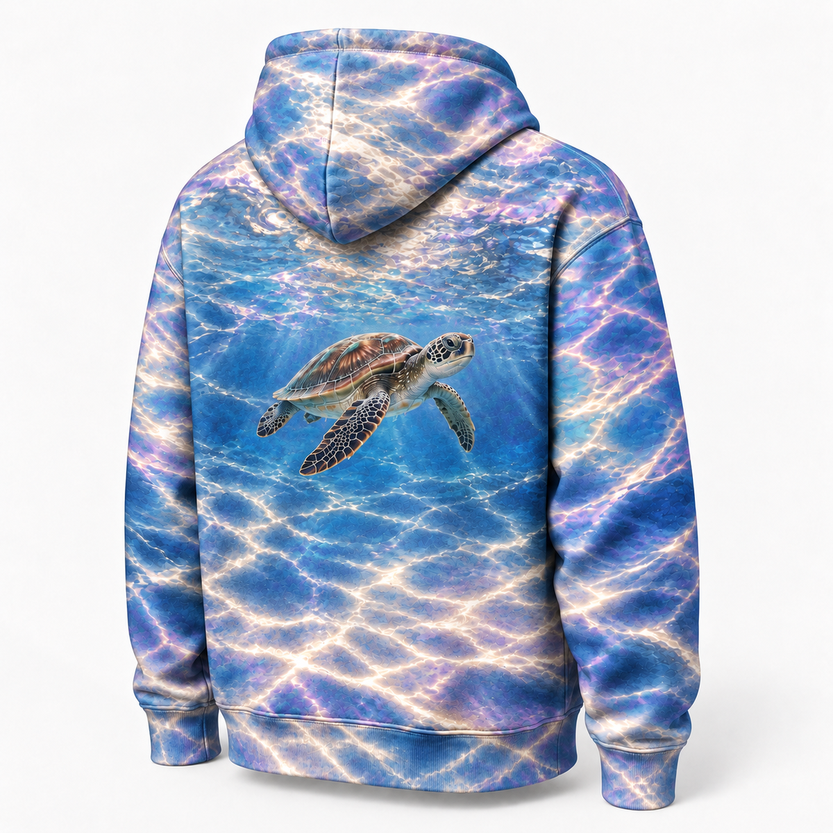 Pearl Interference Sea Turtle Hoodie — Pearlescent Wavelet Print