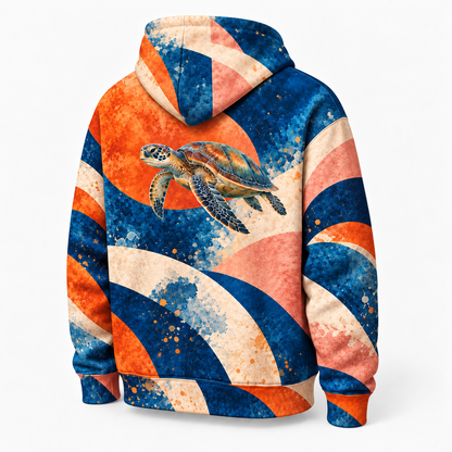 Tidal Composition Sea Turtle Hoodie — Modernist Geometry Print