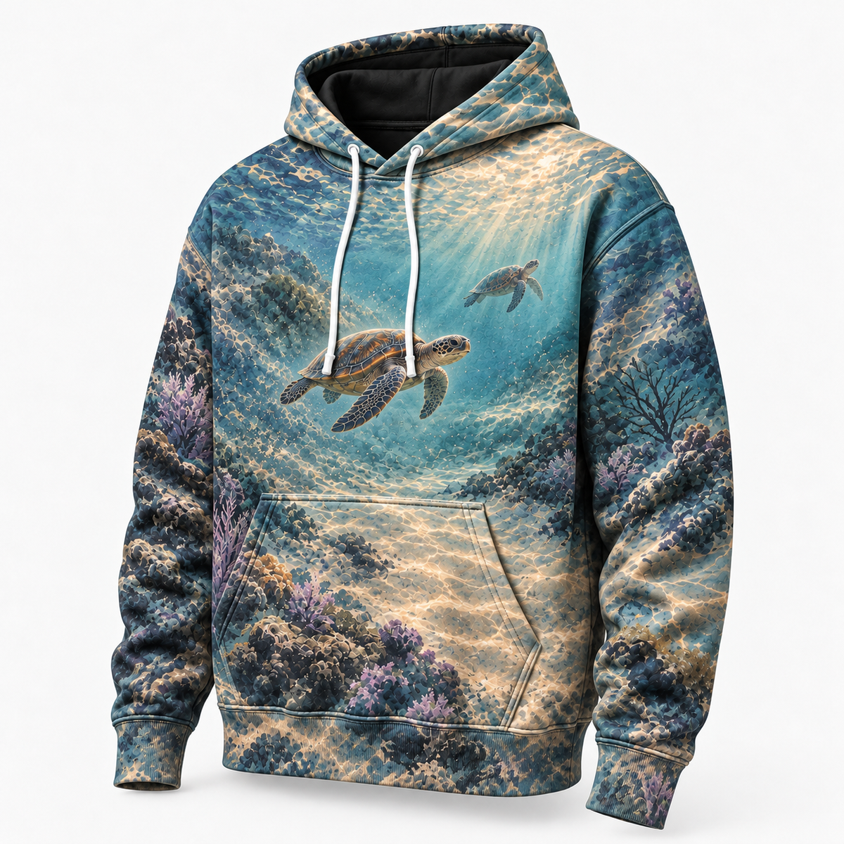 Quiet Accord Sea Turtle Hoodie — Two Depths Print