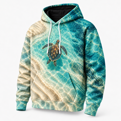 Sandbar Cutaway Sea Turtle Hoodie — Shallow Basin Print