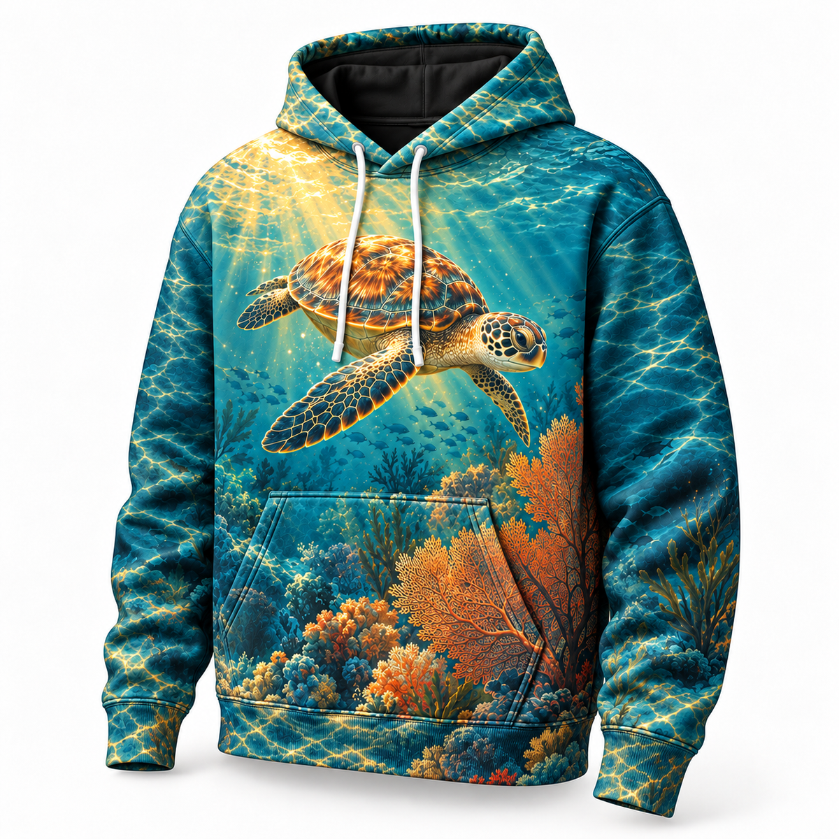 Amber Reeflight Sea Turtle Hoodie — Amber Ocean Light Print