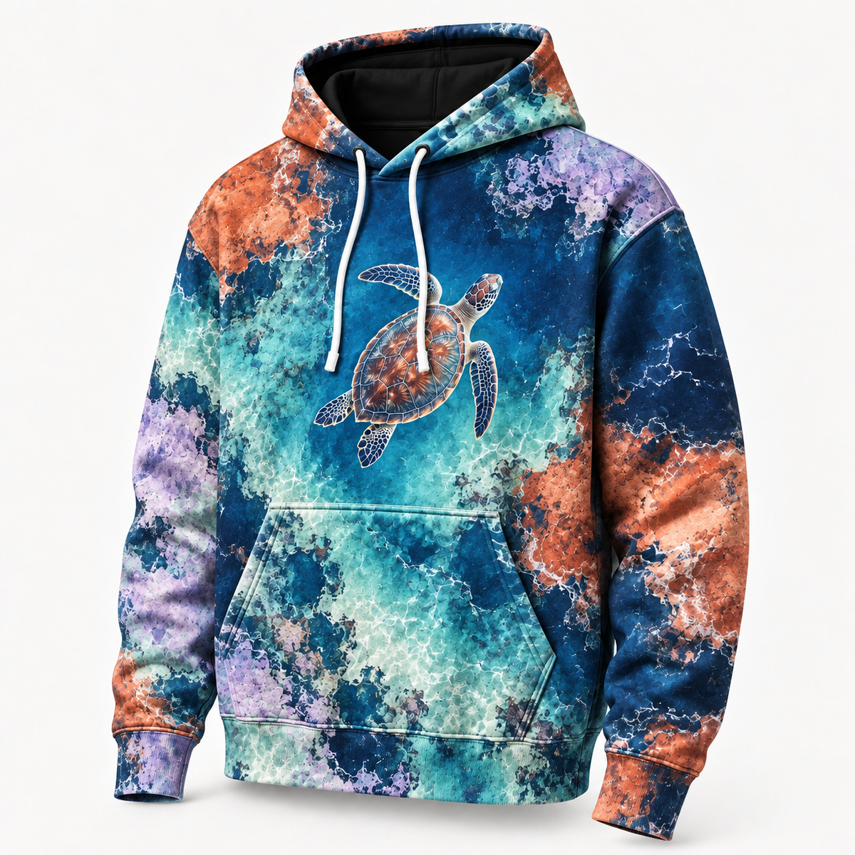 Contourless Coast Sea Turtle Hoodie — Organic Color Shapes Print