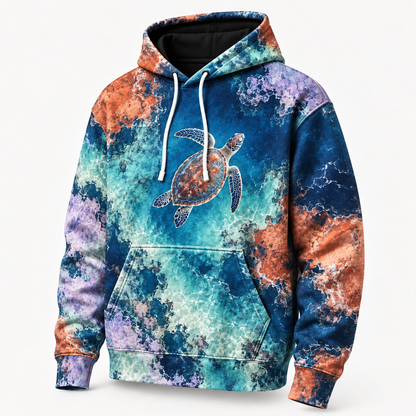 Contourless Coast Sea Turtle Hoodie — Organic Color Shapes Print