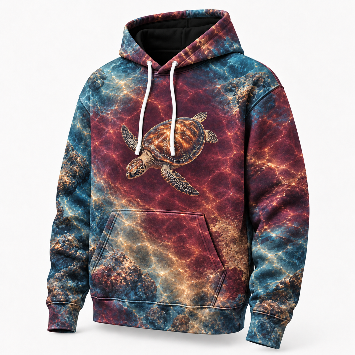 Mulled Coast Sea Turtle Hoodie — Rich Coastal Color Print