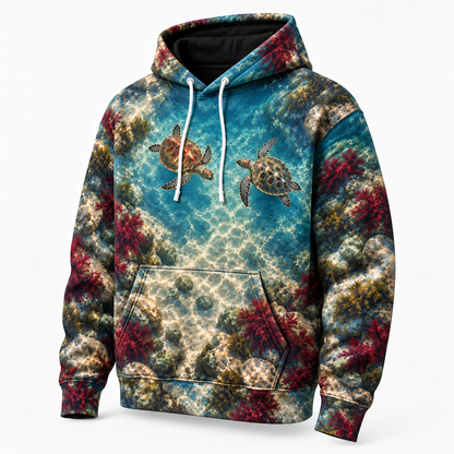 Meeting Point Sea Turtle Hoodie — Converging Swimmers Print
