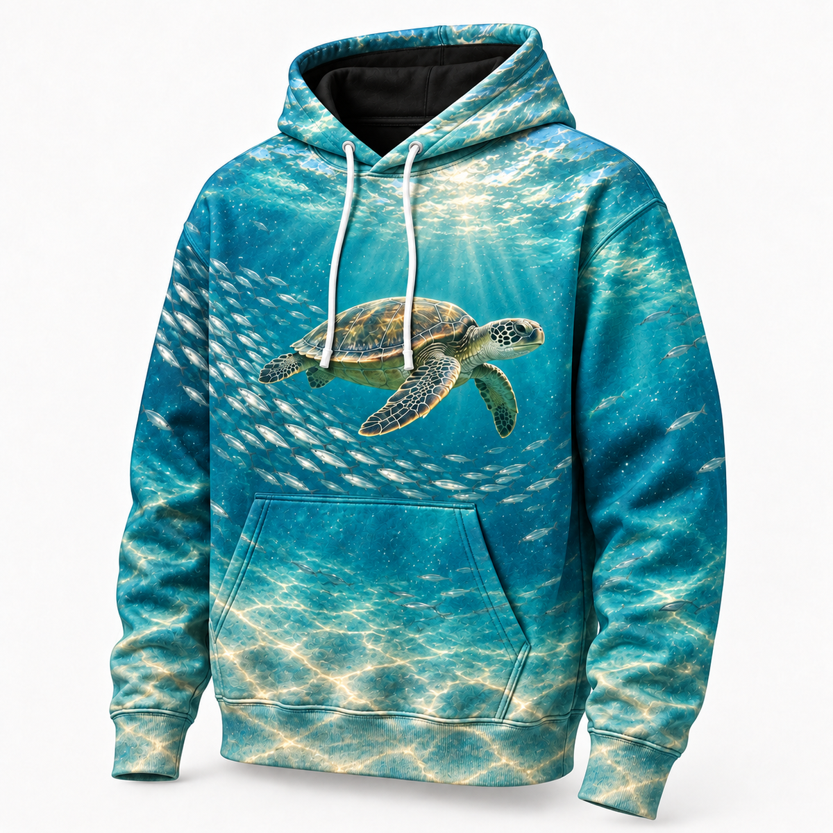 Silver Escort Sea Turtle Hoodie — Fish School Print