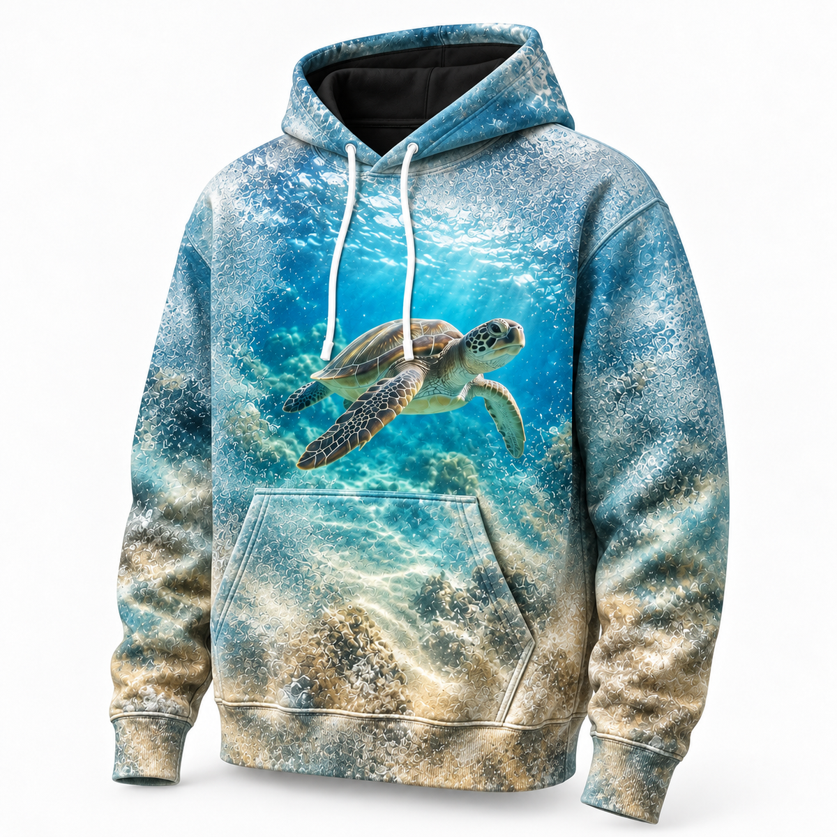 Frosted View Sea Turtle Hoodie — Glass Texture Print